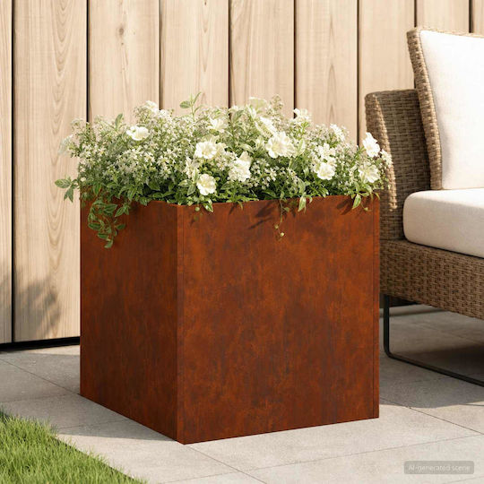 vidaXL Metallic Rust Flower Pot 25x25x25cm