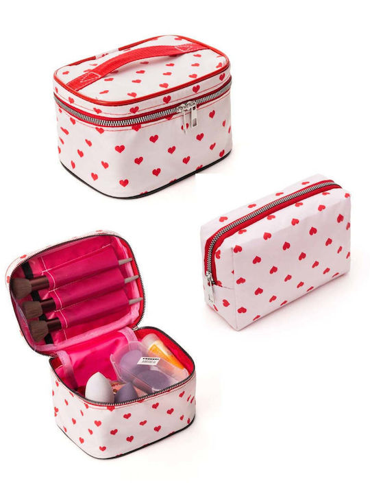 Enpapa Set Of 2 Pieces Jute Makeup Organizer Very Functional Red Travel Cosmetic Bag