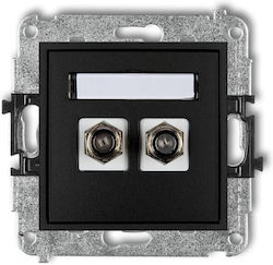 Mini Antenna Jack Dual Type F Sat Nickel Plated Matt Black 12mgf-2