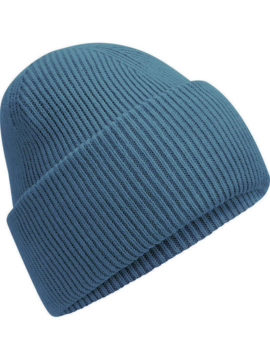 Beanie Unisex Beanie with Rib Knitting in Blue Colour