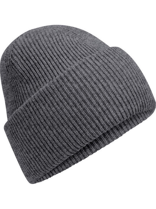 Beanie Unisex Beanie with Rib Knitting in Grey Colour