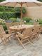 Garten- und Outdoor-Möbelsets Wohnzimmer Typsatz 9 Stück Natur mit Sonnenschirmhalter