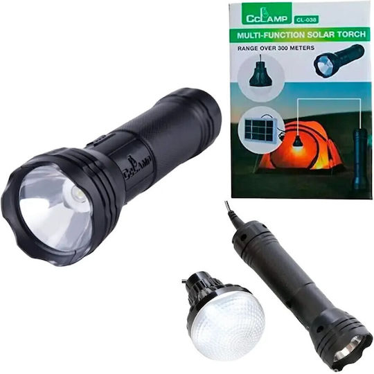 Solar LED Camping Lamp with Flashlight 3W Black