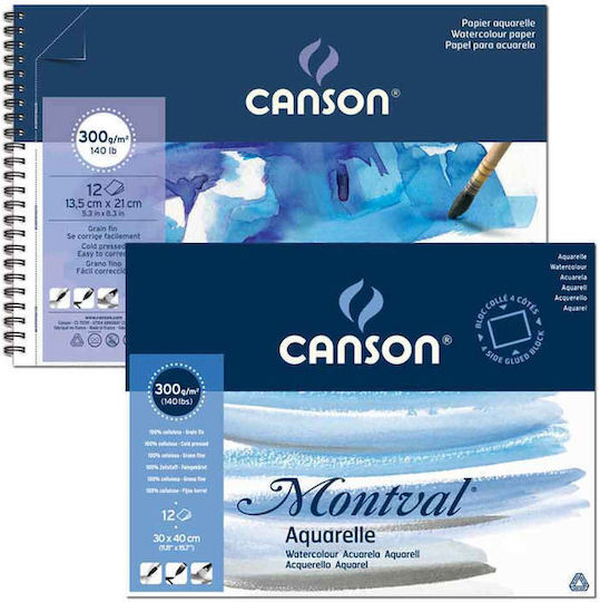 Блок За Акварел Спирала Canson Montval Cold Pressed 300гр 10.5x14.8 См