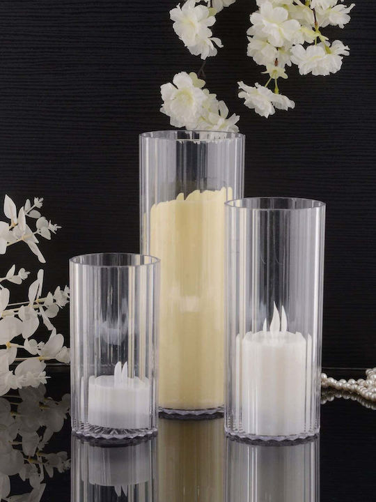 SteweHome Set of Glass Candle Holders in Orange Colour 3 Pieces