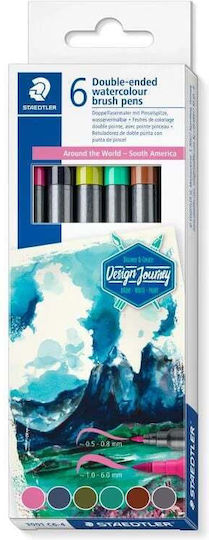 Staedtler Drawing Markers 6mm Thin Double-Tipped Set 6 Colours