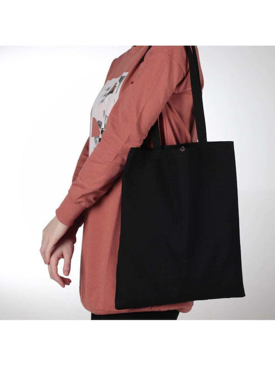 Enpapa Black Fabric Shopping Bag Extra Thick Button Type Sitsits Black 35x40 Cm