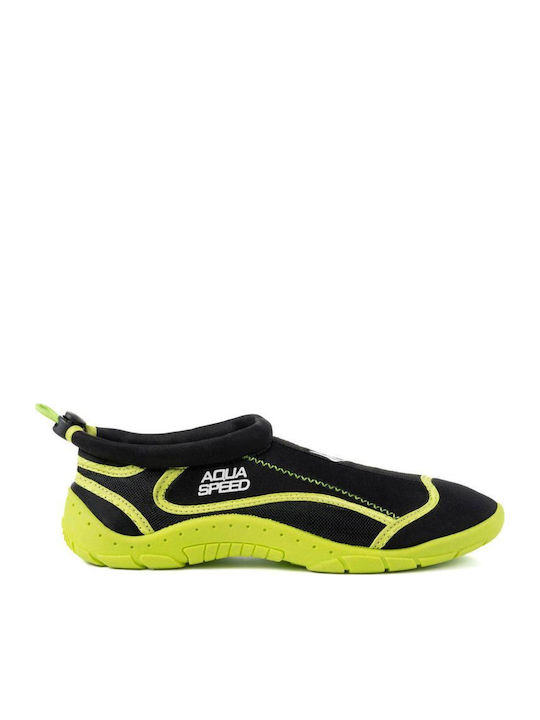 Pantofi De Plajă Pentru Femei Aqua Speed 28a Pantofi De Apă Sporturi Acvatice Uscare Rapidă Negri Galbeni