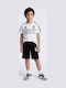 Kids Shorts/Bermuda Fabric Tracksuit Black And White