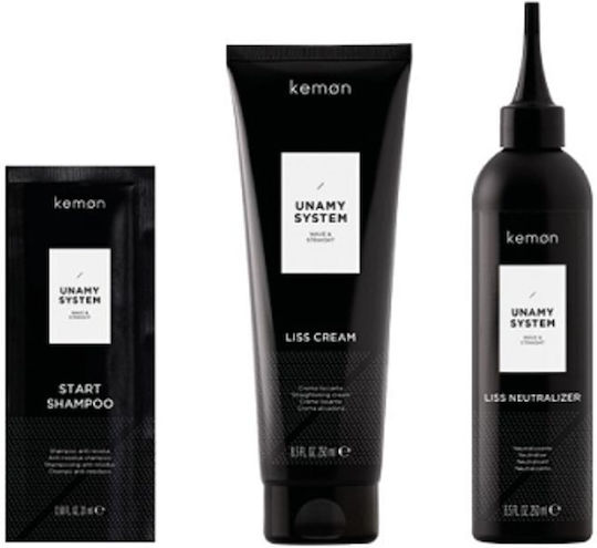 Unamy System Liss Set Kemon Start Hair Shampoo 20 Ml + Liss Cream Hair Treatment Cream Mask 250 Ml + Liss Neutralizer Hair Treatment Lotion Mask 250 Ml