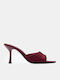 Satin Mules With High Heel In Burgundy Colour