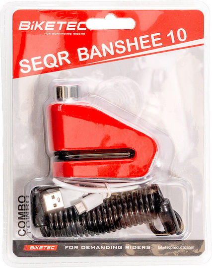 Biketec OM Motorradschloss Scheibenbremse mit Alarm & Pieron 7.2mm