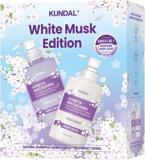 Kundal White Musk Edition Σετ Περιποίησης Μαλλιών Αναδόμησης & Θρέψης με Σαμπουάν 2τμχ