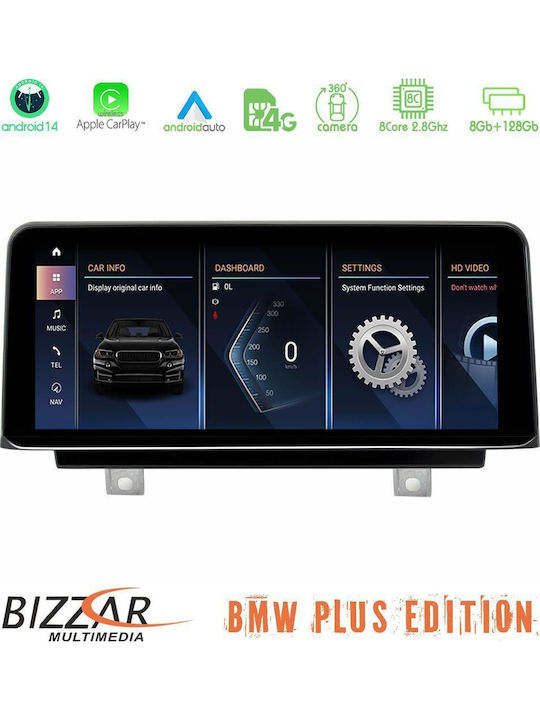 Bizzar Car Audio System for BMW Series 3 F30 F32 2013 2018 Bluetooth USB AUX WiFi GPS Apple CarPlay Android Auto CD with 10.25 Inch Touch Screen