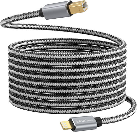 Linq Lightning To Usb-b Printer Cable Braided Nylon 3m Grey