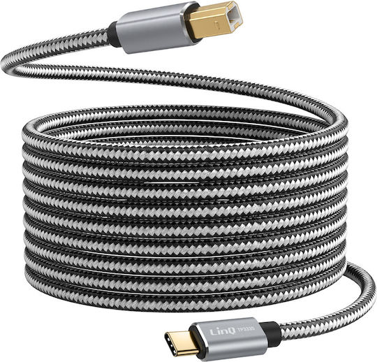 Linq Usb-c To Usb-b 2.0 480mbps Printer Cable Braided Nylon 3m Grey