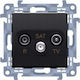 Simon 10 Rtv-sat Durchsteck Antennensteckdose Rahmen Schwarz Matt Casp.01/49