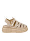 Leder Flache Damen Sandalen Flatforms Beiges