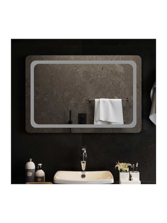 vidaXL Oglindă de baie Led 90x60cm Transparentă