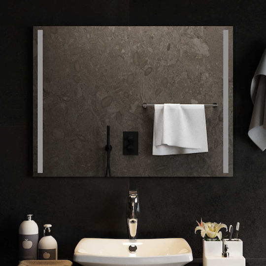 vidaXL Oglindă de baie Led 80x60cm Transparentă