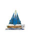 Piteros Wooden Ship 3 Colored Canvas Gold Details A09 Light Blue 20x20x4