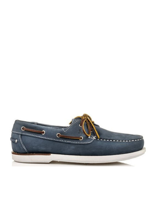 Boxer Мъжки кожени Boat Shoes в син цвят