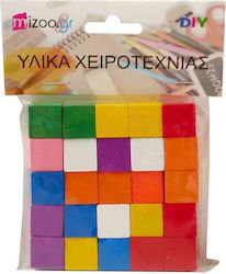 Cuburi pentru creație din lemn 25 bucăți colorate