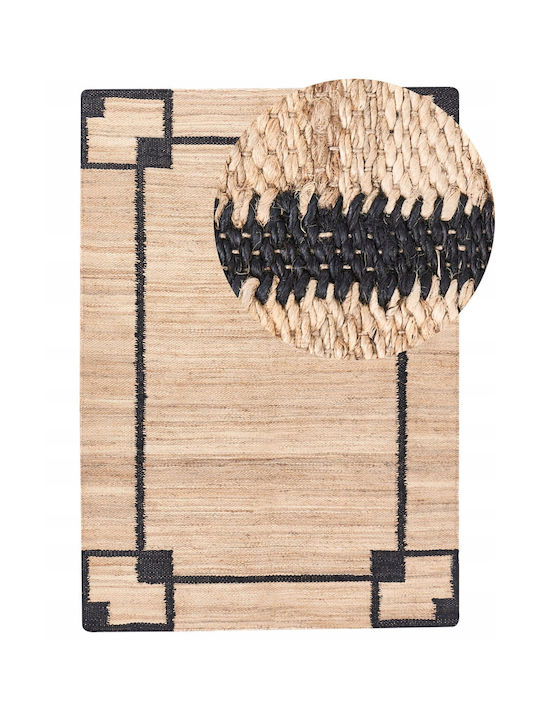 Beliani Wohnzimmer Teppich aus Jute 160x230cm Schwarz/Beige