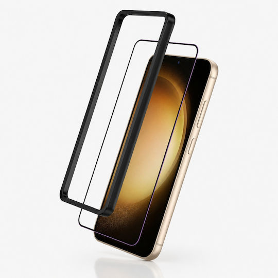 3mk Set 2 9h Tempered Glass Screen Protectors Galaxy S23 Plus Applicator Black Transparent