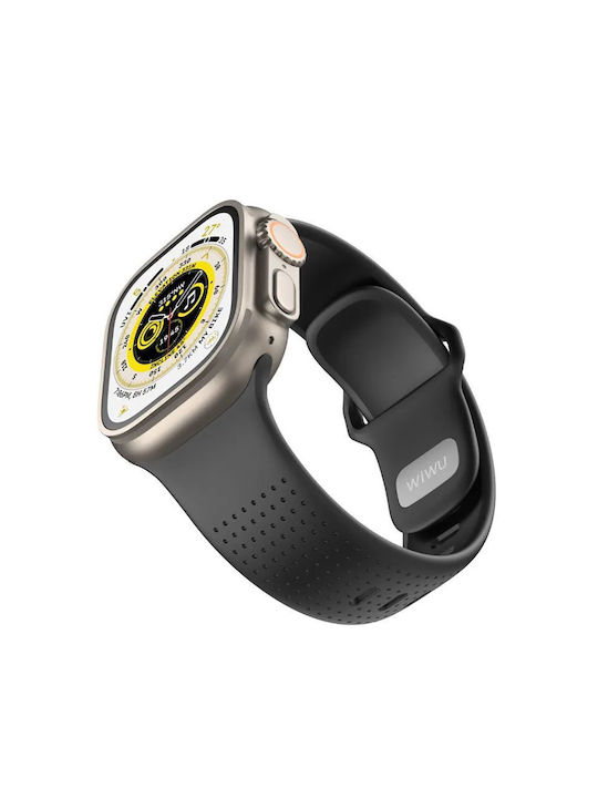 Кайишка Wiwu Comf Secur Silicone Black Apple Watch 44 45 46 49mm