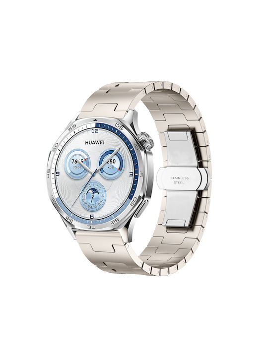 Huawei GT4 46mm GT5 46mm GT5 Pro 46mm 22mm H-образна Ключалка Пеперуда Неръждаема Стомана Starlight