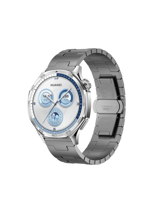 Huawei Gt4 46mm Gt5 46mm Gt5 Pro 22mm H Shape Butterfly Clasp Stainless Steel Grey