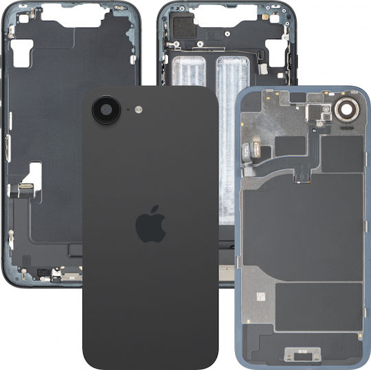 Apple Iphone 16e Κάλυμμα Μπαταρίας Πίσω Γυαλί Μεσαίο Πλαίσιο Μαύρο Βαθμού A