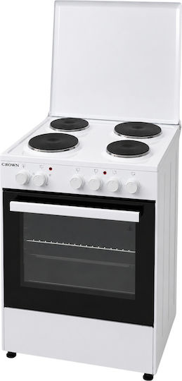 Crown Aragaz 60lt cu Plite Emailate P57cm Albă