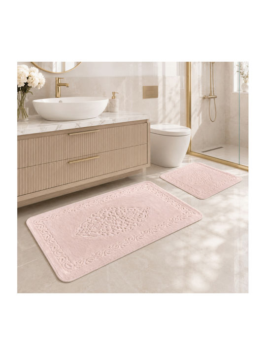 Tropik Home Set Covoare De Baie Din Bumbac LJD27752 Roz 2 Bucăți
