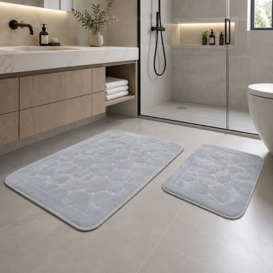 Set Covoare De Baie Din Bumbac LJD27741 Gri 2 Bucăți