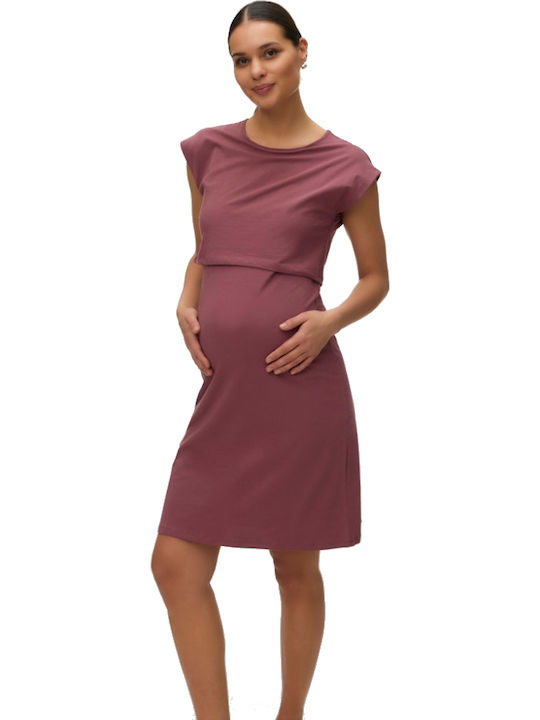 Φόρεμα Εγκυμοσύνης Θηλασμού Κοντό Rose Brown 20021366 Abk Mamalicious