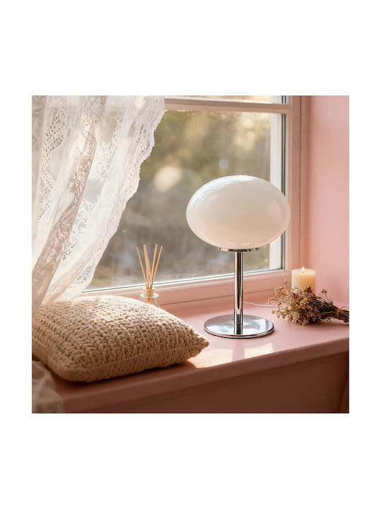 Next Metal Table Lamp LED with White Shade and Base