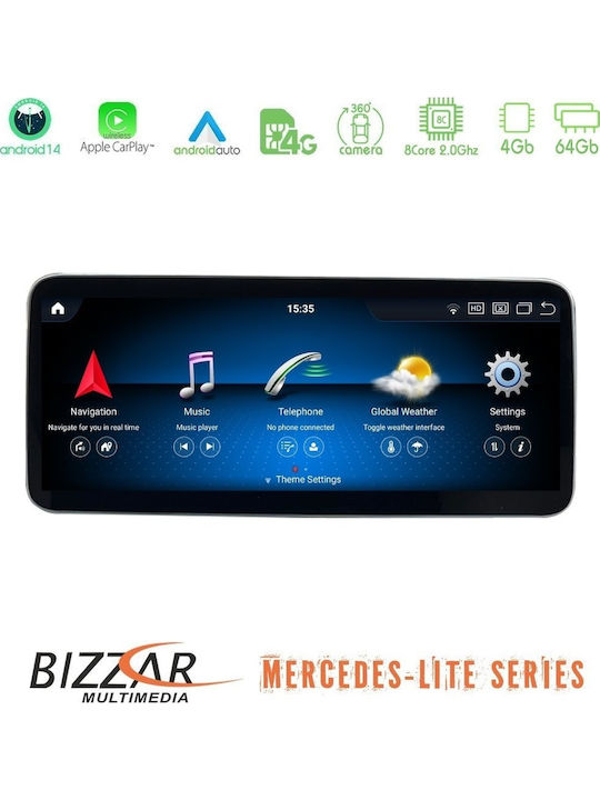 Bizzar Auto-Audiosystem für Mercedes-Benz GLK / C Klasse 2008-2011 Bluetooth USB AUX Eingebautes Wi-Fi GPS Apple CarPlay Android Auto Notenblätter mit Touchscreen 10.25"