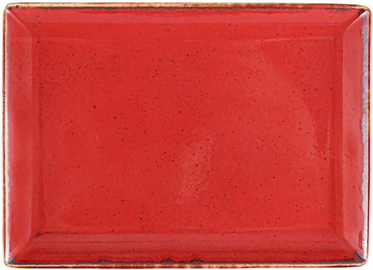 Porland Rectangular Shallow Serving Plate Porcelain Red 27cm