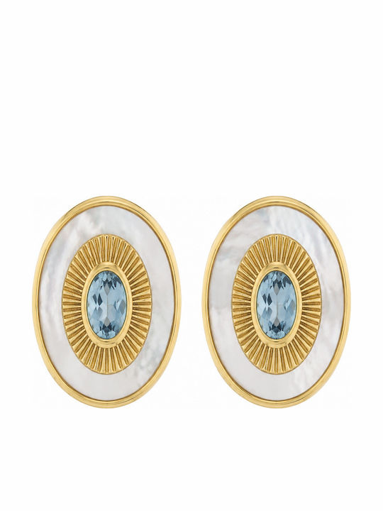 Jools Silver Gold Plated Earrings with Blue Stones