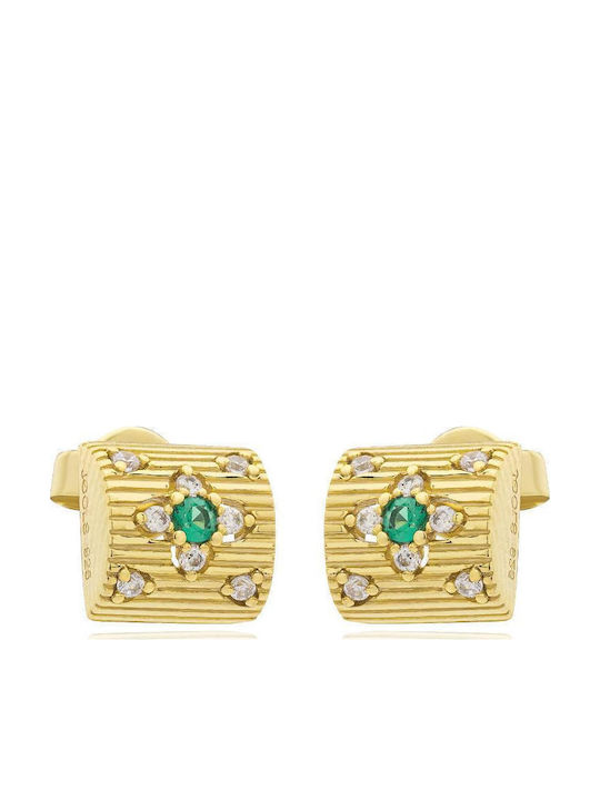Jools Earrings Silver Gold Plated with Green Stones