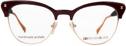 Kristian Olsen Kf082 Burgundy Pink Gold Acetate Metal