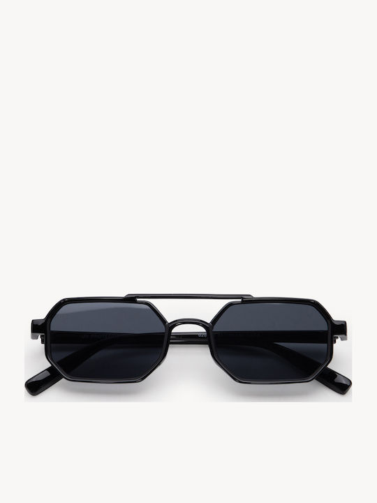 Luigi Unisex Sunglasses with Black Metallic Frame and Black Lens 4857801