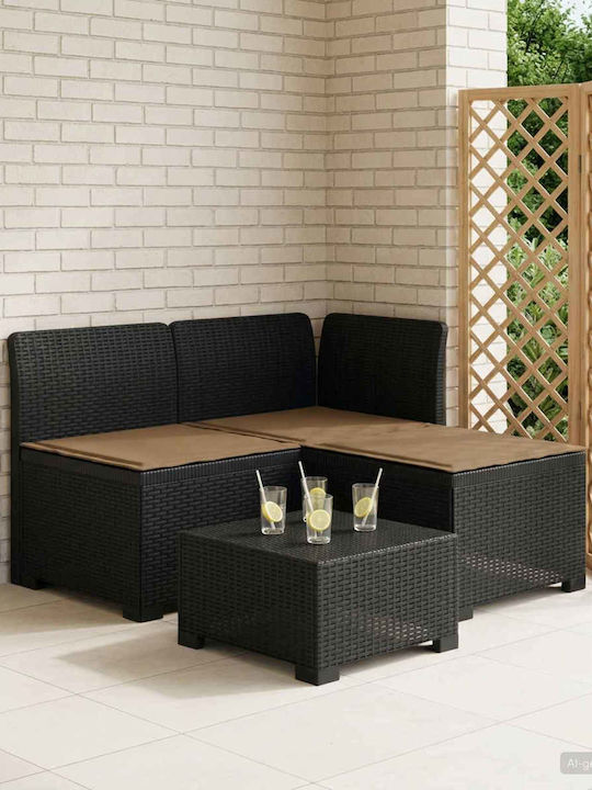 Three-Seater Outdoor Rattan Sofa with Cushions