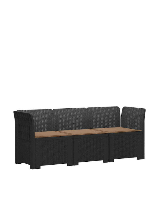 vidaXL Dreisitzer Gartenrattan Sofa Mit Kissen