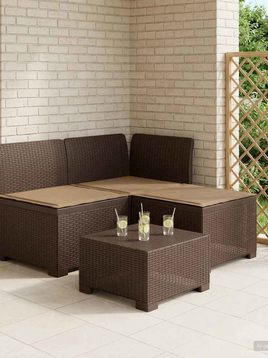 Three-Seater Outdoor Rattan Sofa with Cushions