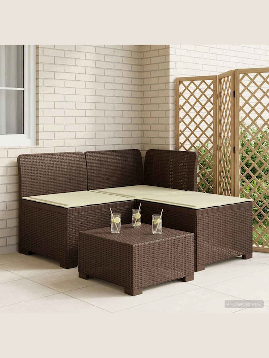 Three-Seater Outdoor Rattan Sofa with Cushions