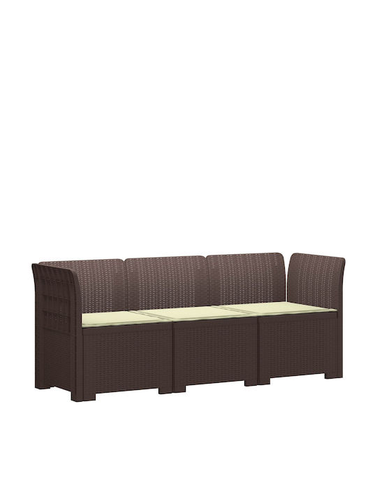 vidaXL Dreisitziges Outdoor-Sofa Rattan Mit Kissen