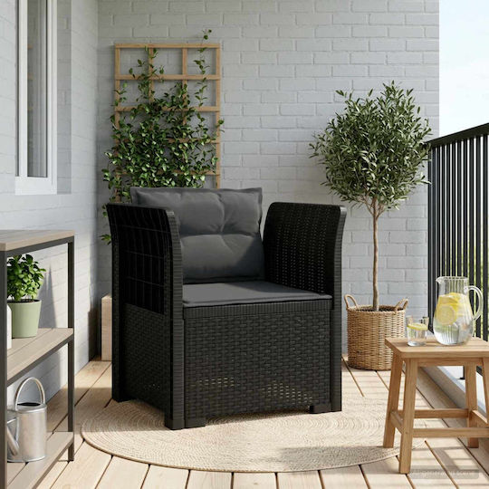 Gartenstühle Rattan Anthrazit mit Kissen